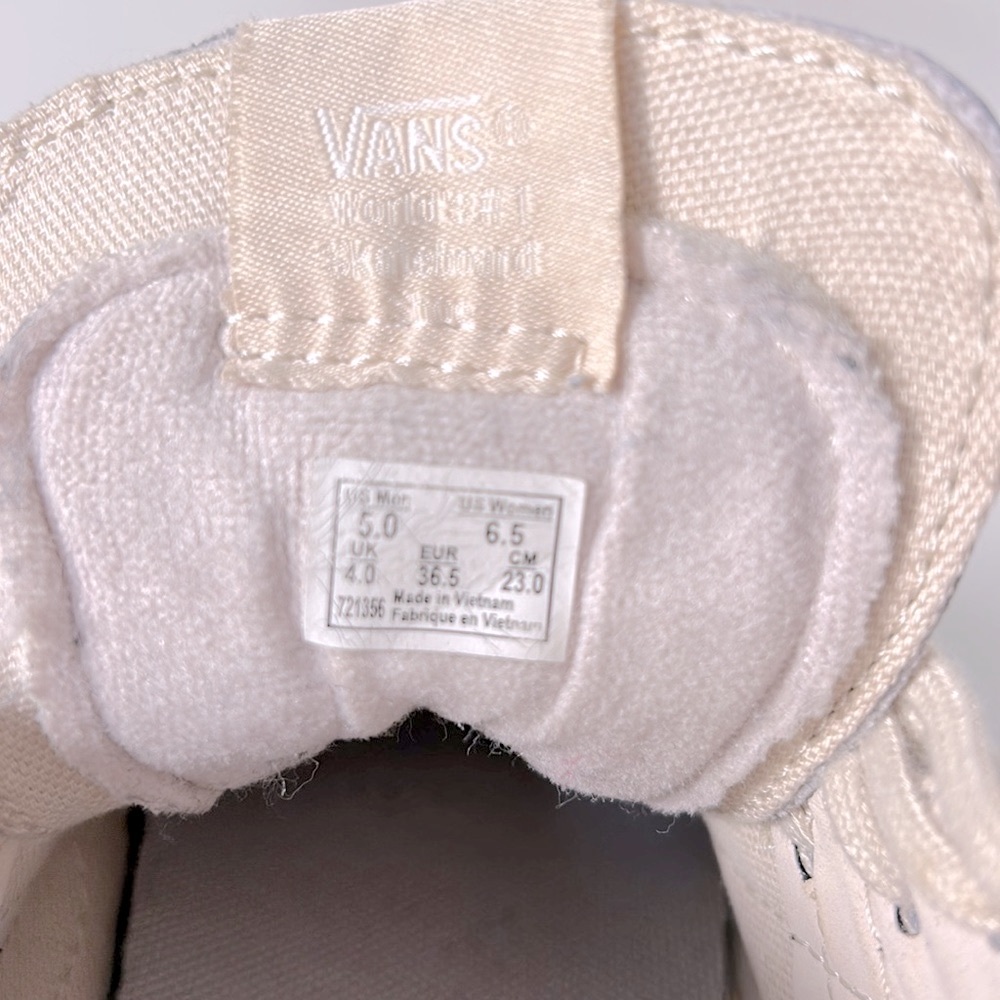 Vans Unisex Women’s 6.5 Men’s 5 Tan Nude Leather Sneakers Shoes Hi Top SK-8 - Picture 7 of 7